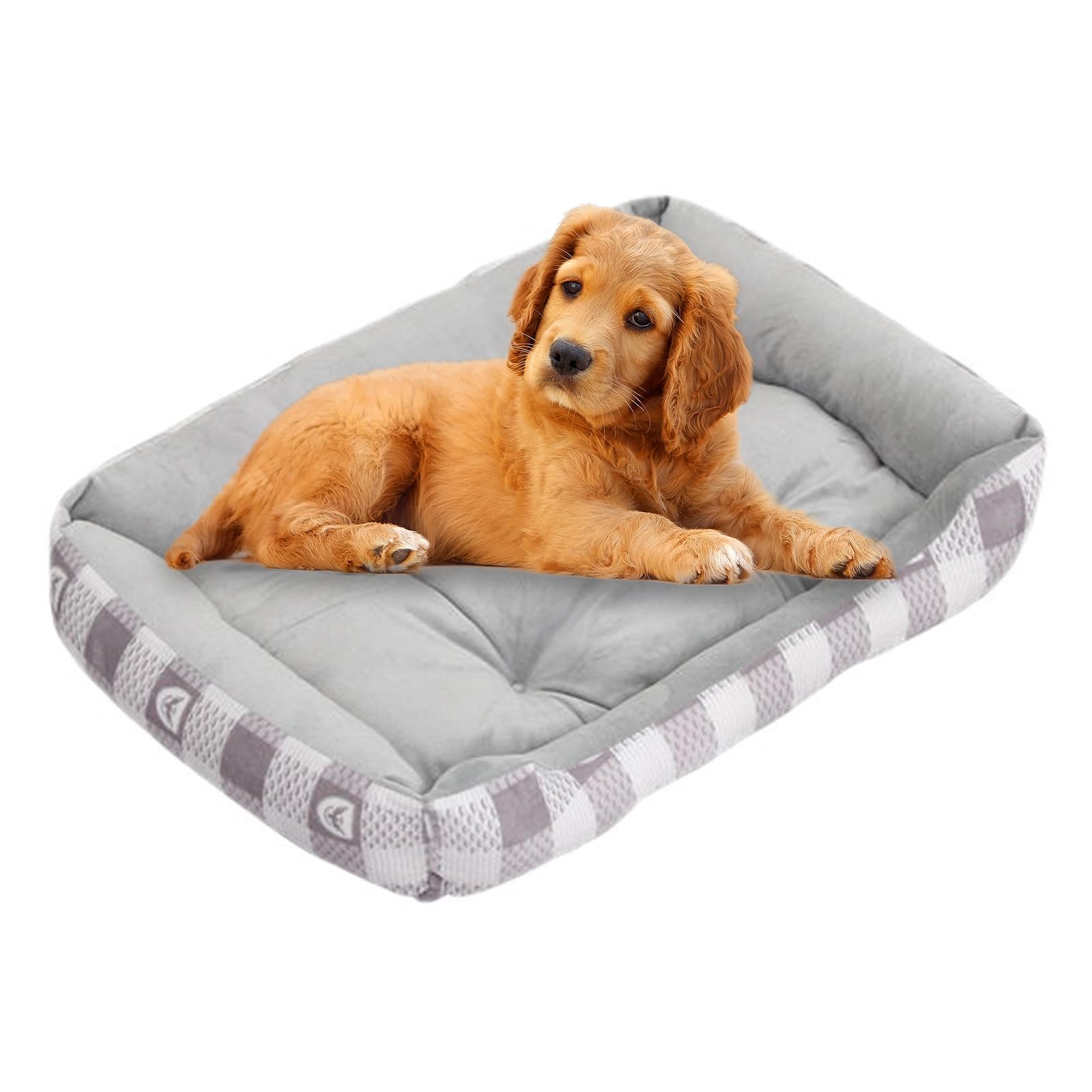 ARLRICH Washable Dog Bed for Small Medium Dogs Soft Rectangle Dog Bed with Anti-Slip Bottom Comfortable Sleeping Bed for Dogs Up to 50lbs Durable Pet Bed with PP Cotton (Grey)