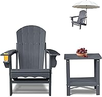 Vista 11 de Sillas plegables Adirondack, Silla Adirondack de plástico HDPE con mesa lateral, resistente a la intemperie, sin decoloración, para patio, hoguera