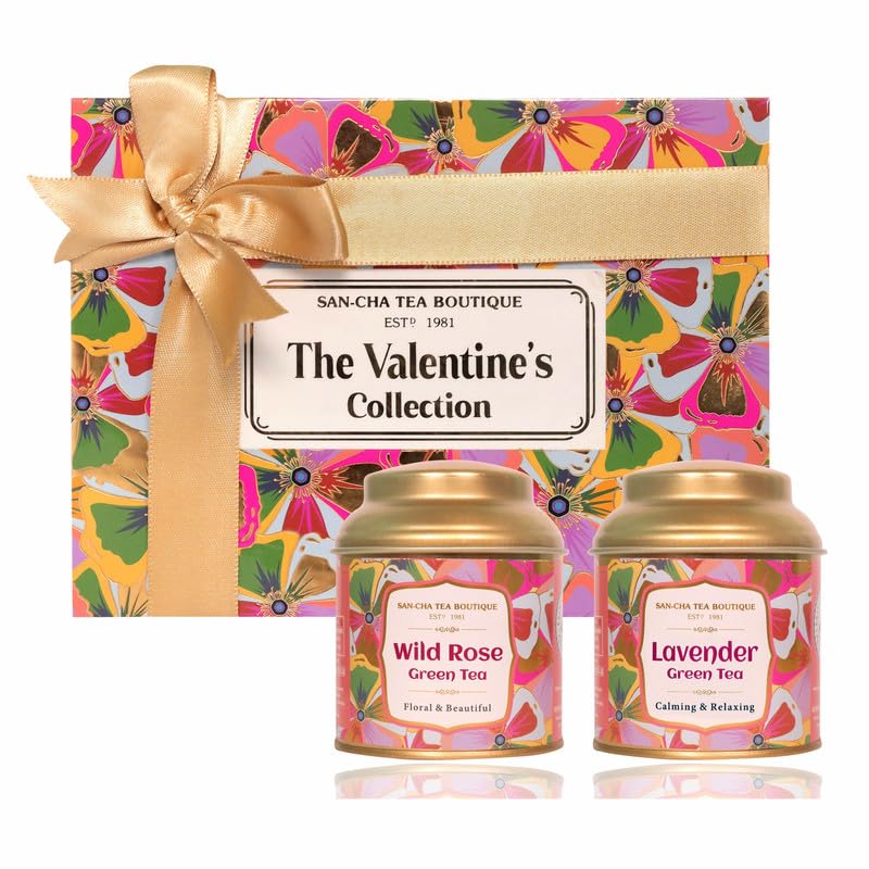 Image of Valentine's Day Gift, Valentines Tea Collection, Tea Gift Box, Wild Rose Green Tea & Lavender Green Tea, 100g Loose Leaf Tea, Gift for Him & Gift for Her