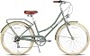 AVASTA Hybrid Bike for Women Lightweight Step Through 26 Hi-Ten Steel Frame City Commuter Comfort Lady Bicycle 6 Speed Green Beige Tire