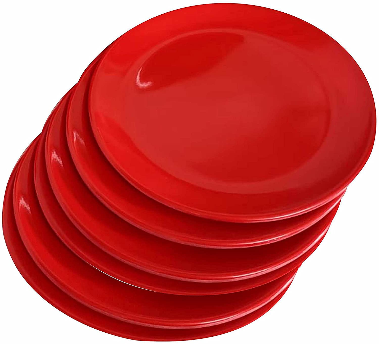 Coolkart Microwave Safe Quarter Plates 6 Pcs, Round, Cherry Red