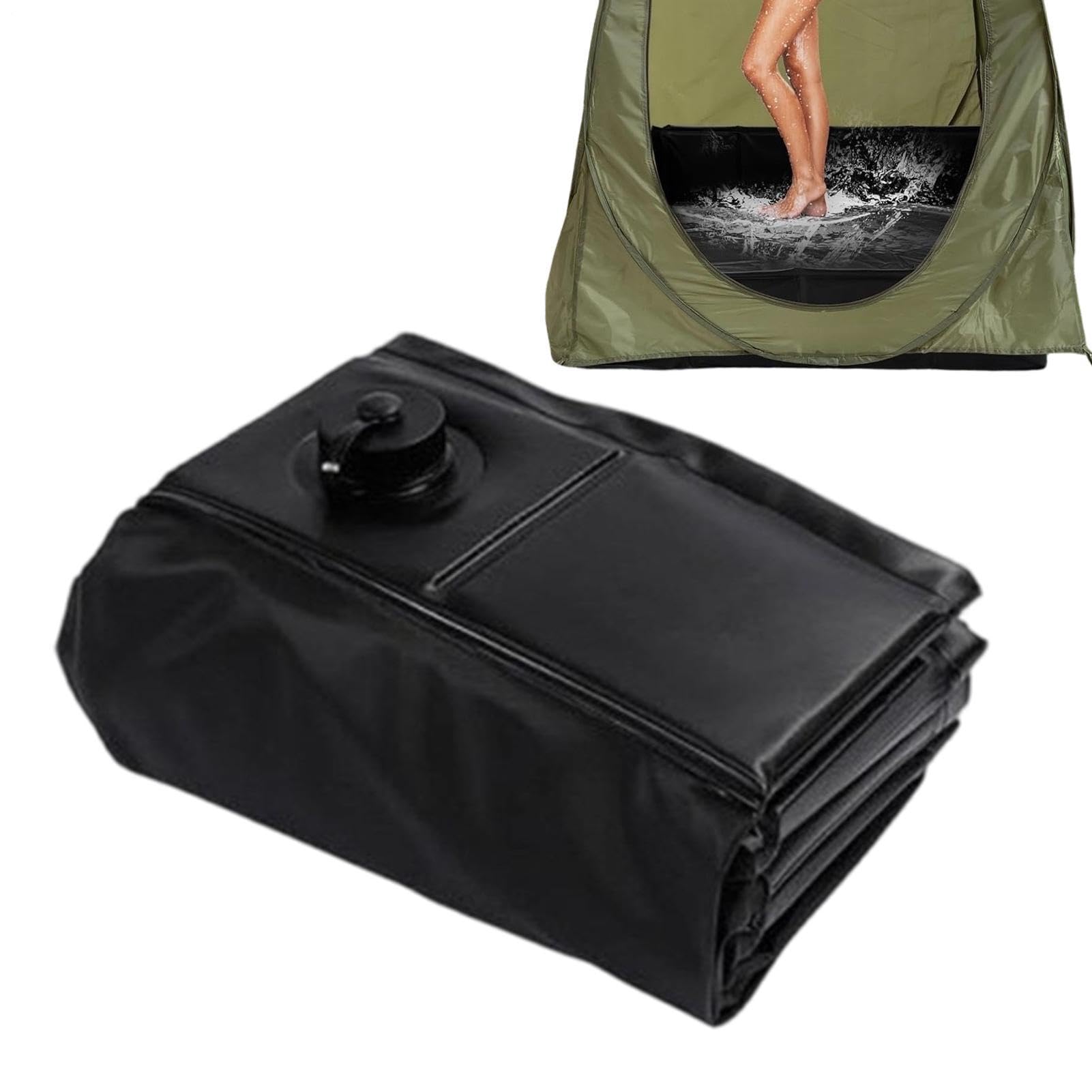 Base Doccia da Campeggio Vassoio da Bagno Pieghevole in PVC 104x104x13cm | Vasca Doccia Con Tubo Di Scarico Per Esterno, Spiaggia, Bagno, Camper, Tenda, Auto, Rimorchio, Autocaravan, Escursioni