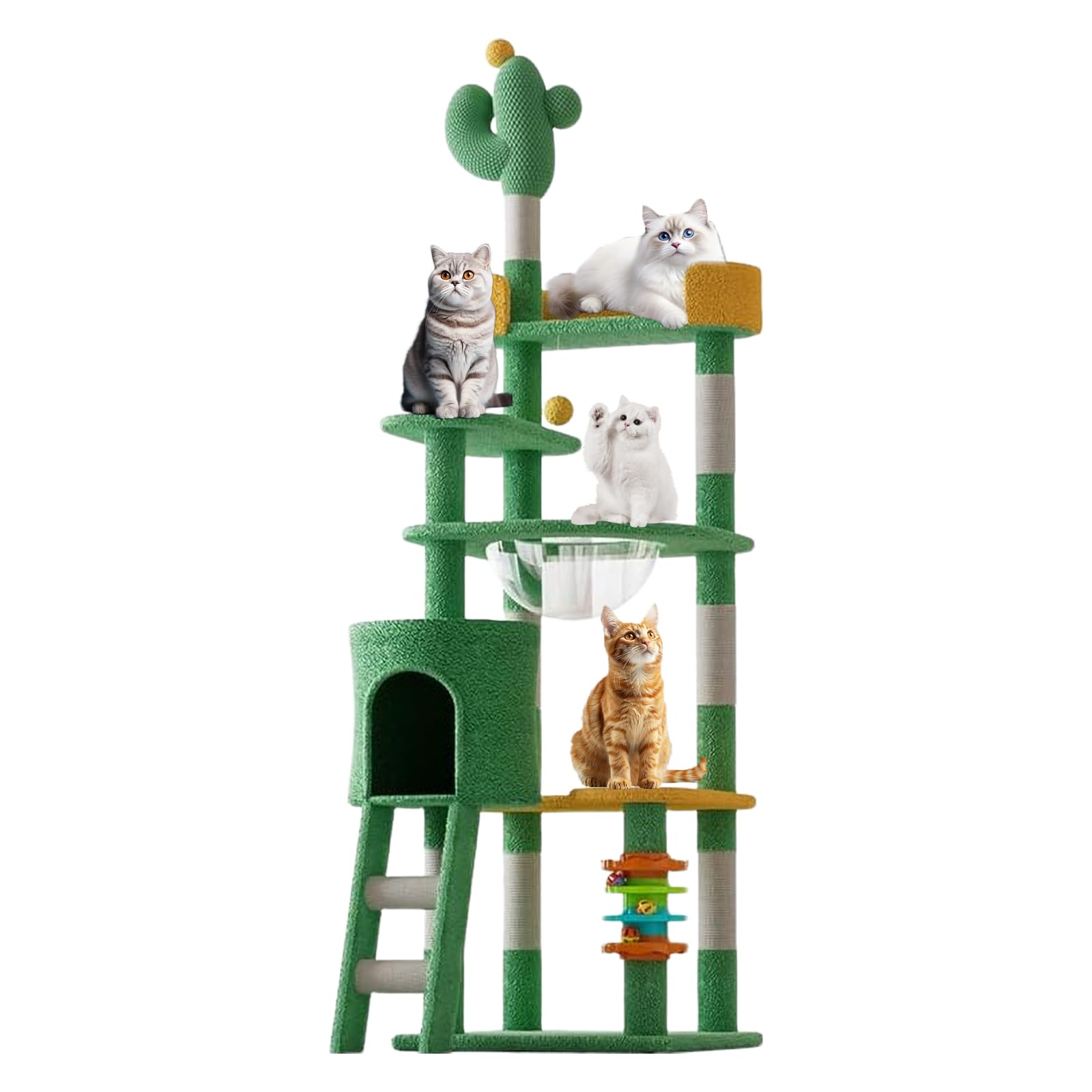 Cat Tree Tower - 180cm Indoor Activity Center With Scratching Post, Standing House Condo, Fun Toys for Kittens, Pet Playhouse