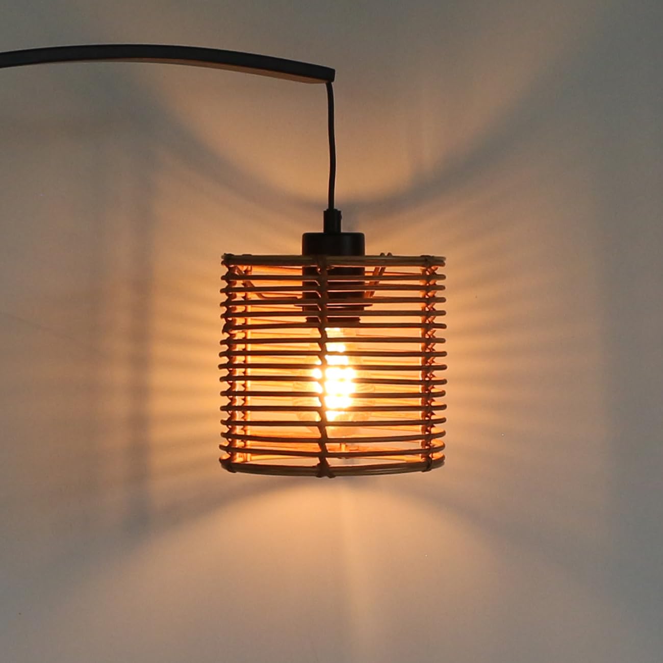 Paralume rotondo in rattan boho, paralume per lampada da tavolo, lampada da appendere e da terra, per tutti gli interni, diametro 16 cm (1, rattan marrone)