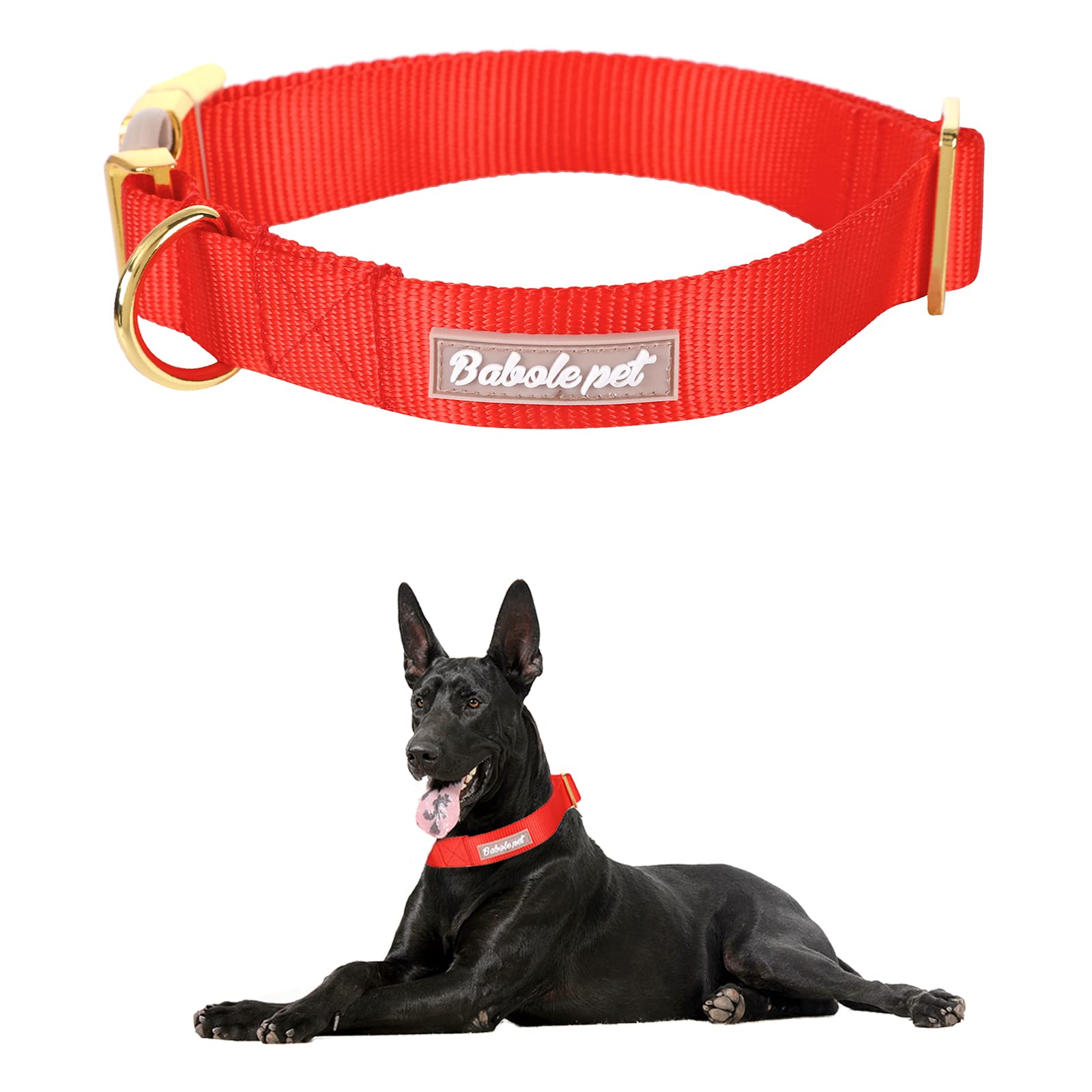 Babole - Collares de perro con hebilla de metal de seguridad, ajustables y cómodos collares de nailon para perros pequeños y medianos grandes (rojo, XS)
