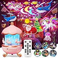 One Fire Night Light for Kids, Toys with 15 Films & 15 White Noises, Rechargeable 1200mAh Toddler Night Light with 360° Rotation, Remote Control Unicorn Gifts for Girls, Toys for 3-12 Year Old Girls