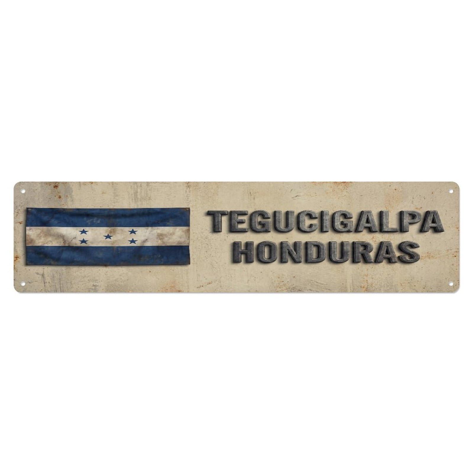 Vintage Tegucigalpa Honduras Flag Decor Rustic Travel Metal Tin Sign
