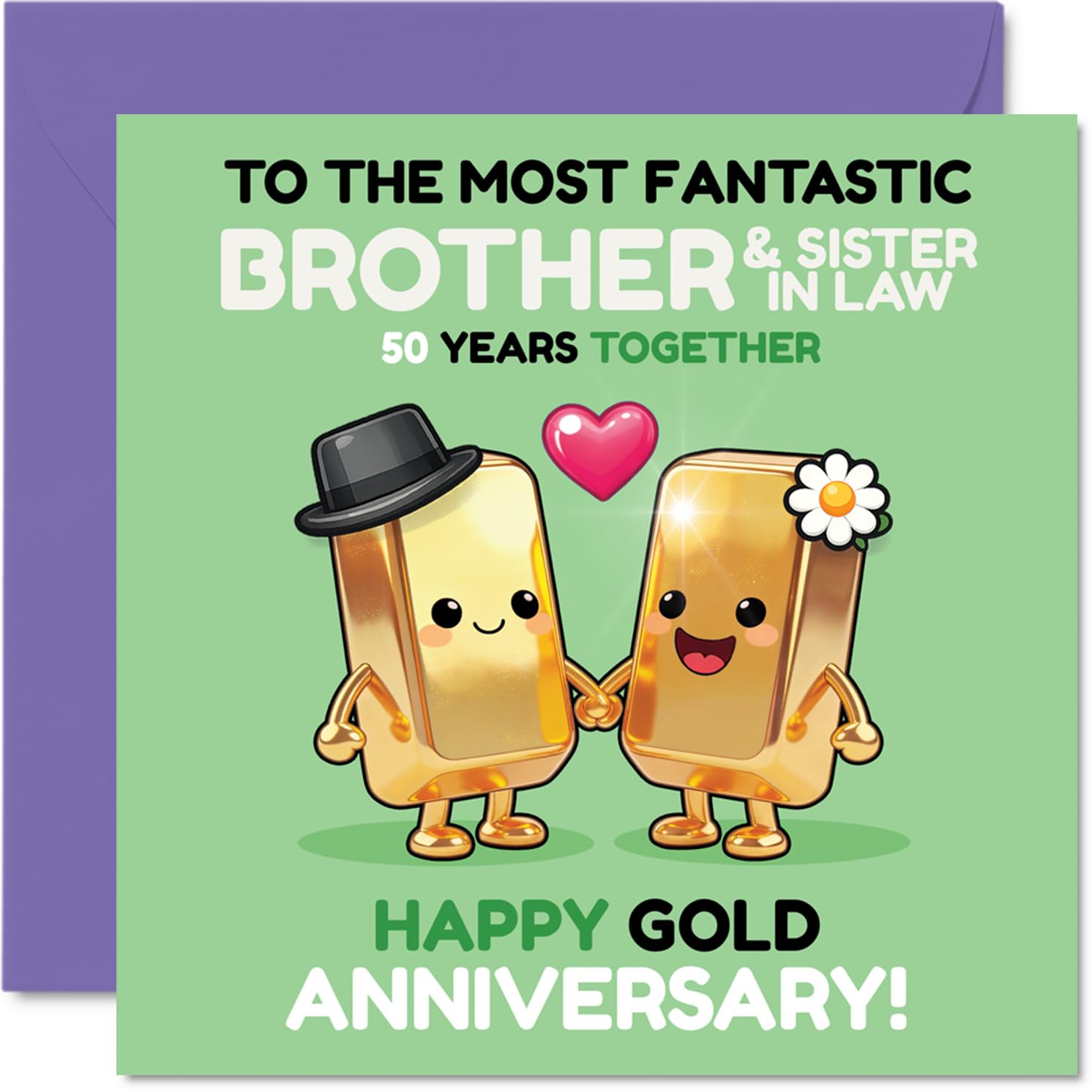 Playful 50th Anniversary Card for Brother & Sister in Law