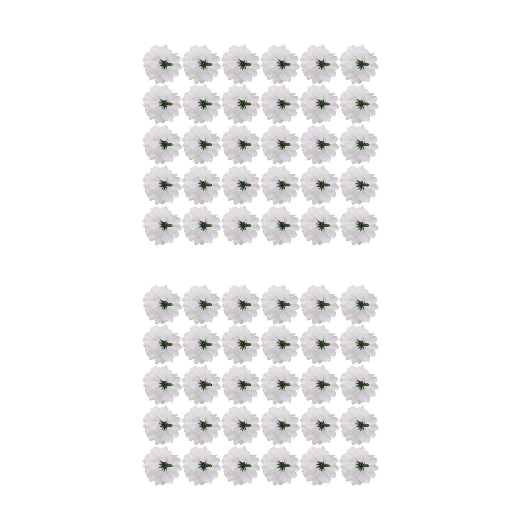 Hndhbfgrt 60 Pcs Carnations Craft Artificial Flower Silk Spherical Heads Wedding Decor White