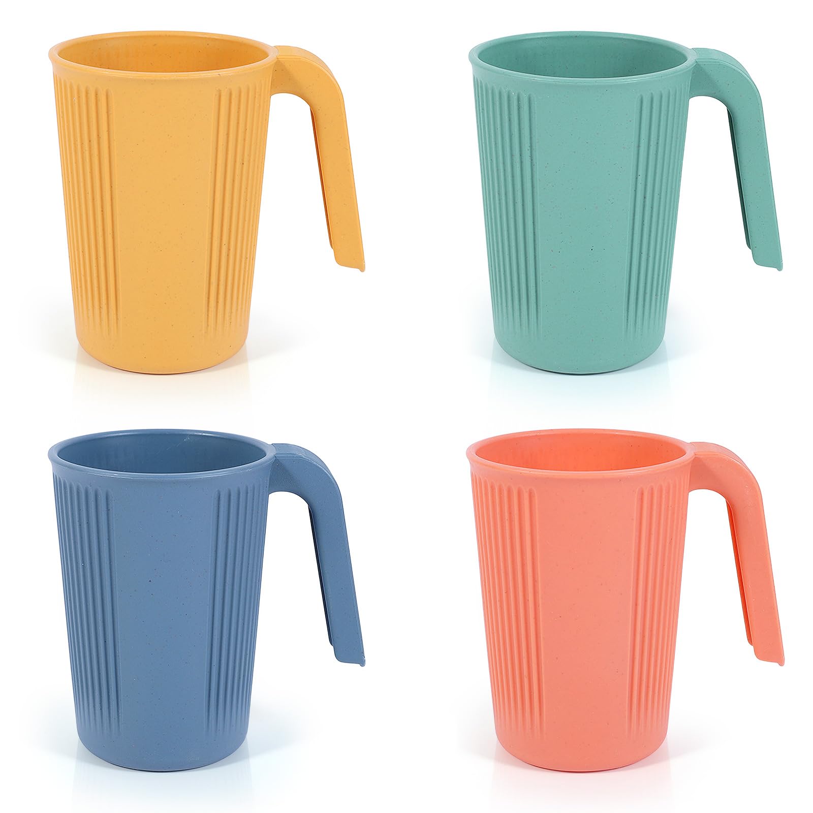 milaosk Bicchieri Plastica Rigida Lavabili Riutilizzabili 4 Pezzi Tazza Plastica con Manico Tazzina Caffè Bicchieri per Bambini e Adulti,Senza BPA,Utilizzabile in Microonde e Lavastoviglie