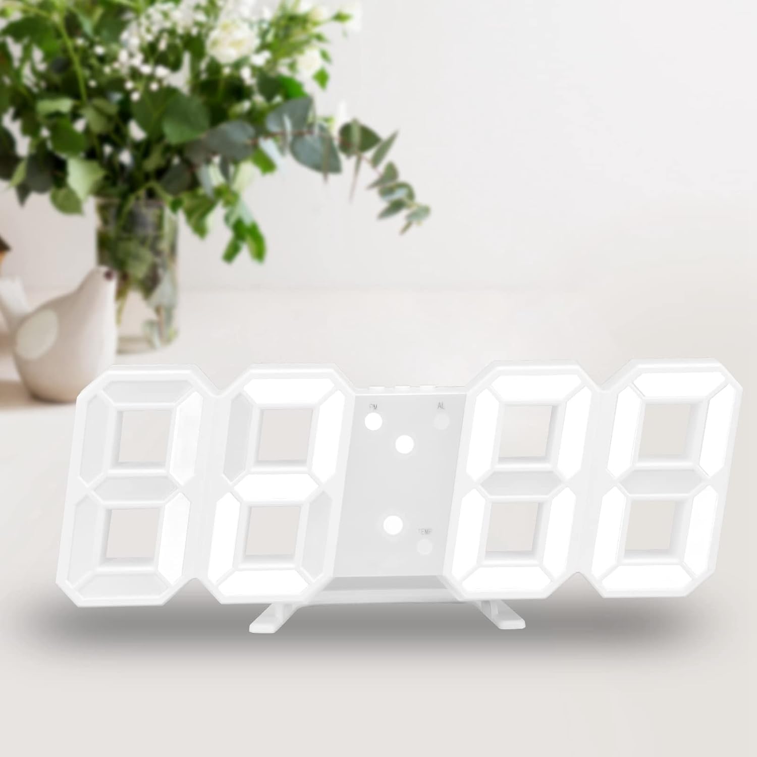 QIMIT 3D LED Digital Clock, Intelligent Voice Control Automatic Brightness Adjustment 3D Digital Clock Energy Saving for Living Room for Home (Multi Color No Clock), Plastic 2