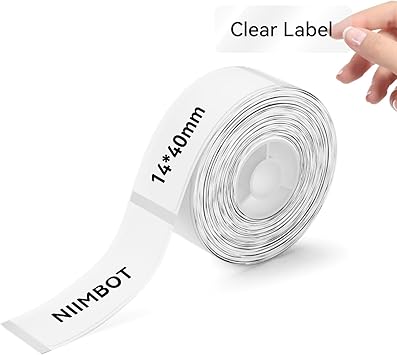 شريط صانع الملصقات NIIMBOT لصانع الملصقات D11/D110/D101، 14 x 40 مم 0.55 x 1.57 لاستبدال شريط الملصقات في المكتب المنزلي، شفاف