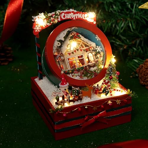 Miniatura 5 de Kit de casa de muñecas en miniatura para bricolaje, caja de jardín, casa de muñecas de Navidad, habitación creativa con muebles, rompecabezas