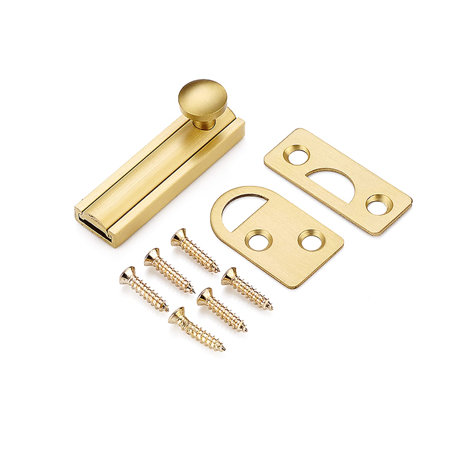 Cgjsefh Gold Door Latch, Slide Door Bolt Solid Copper Latch Buckle Invisible Bedroom Barn Lock Cupboards Workshop(,2In)