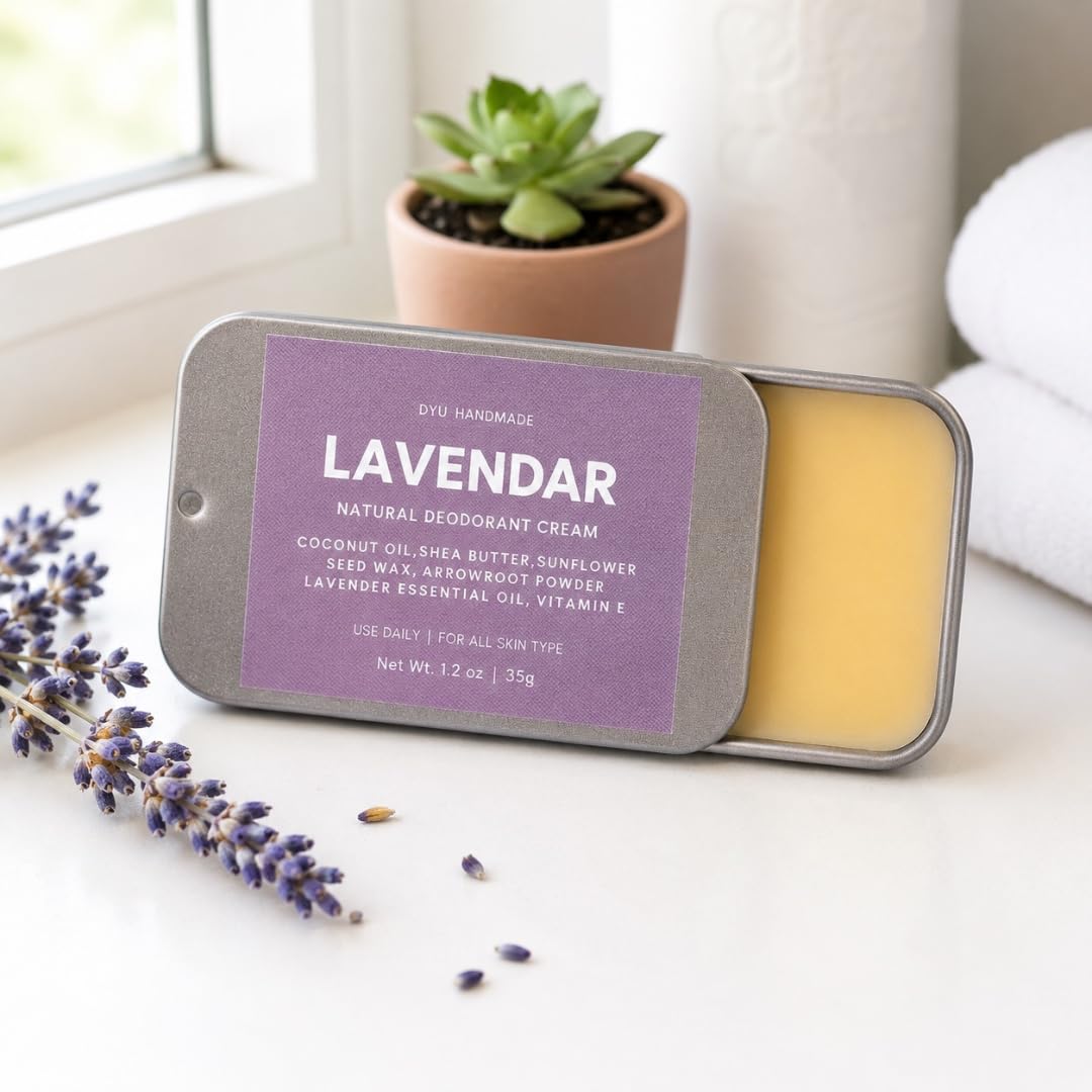 Natural Deodorant Cream with Lavender Essential Oil, Coconut Oil, Shea Butter & Arrowroot Powder | Aluminum Free | Paraben Free | Sensitive Skin | Non-Sticky Formula | 15g-picture-43
