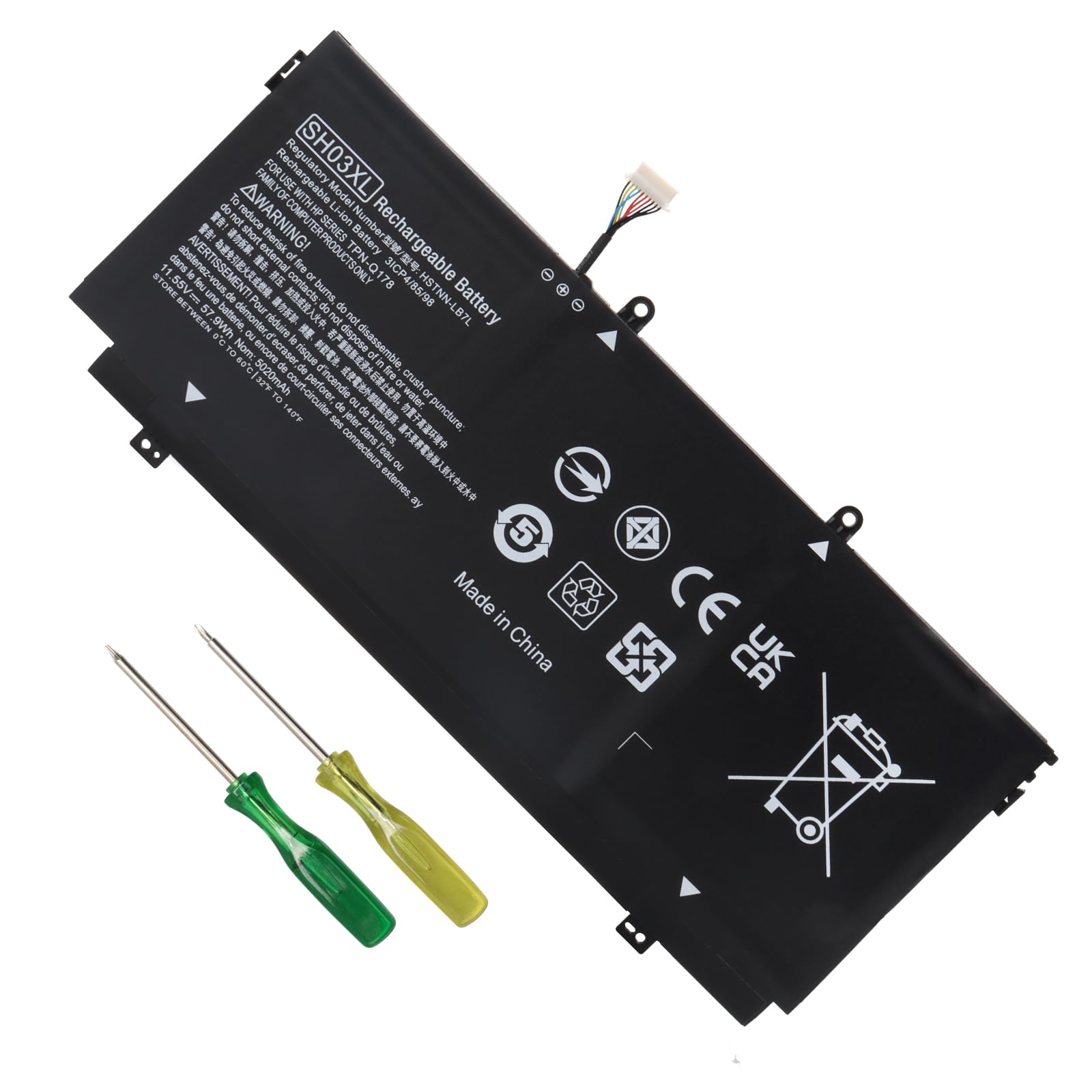 SH03XL Batterie pour HP Spectre X360 13-AC0XX 13-AC033DX 13-AC023DX 13-AC052NA 13-W0XX 13-W063NR 13-W013DX 13T-AB000 HSTNN-LB7L L11421-542 859026-421 CN03XL [11.55V/57.9Wh]