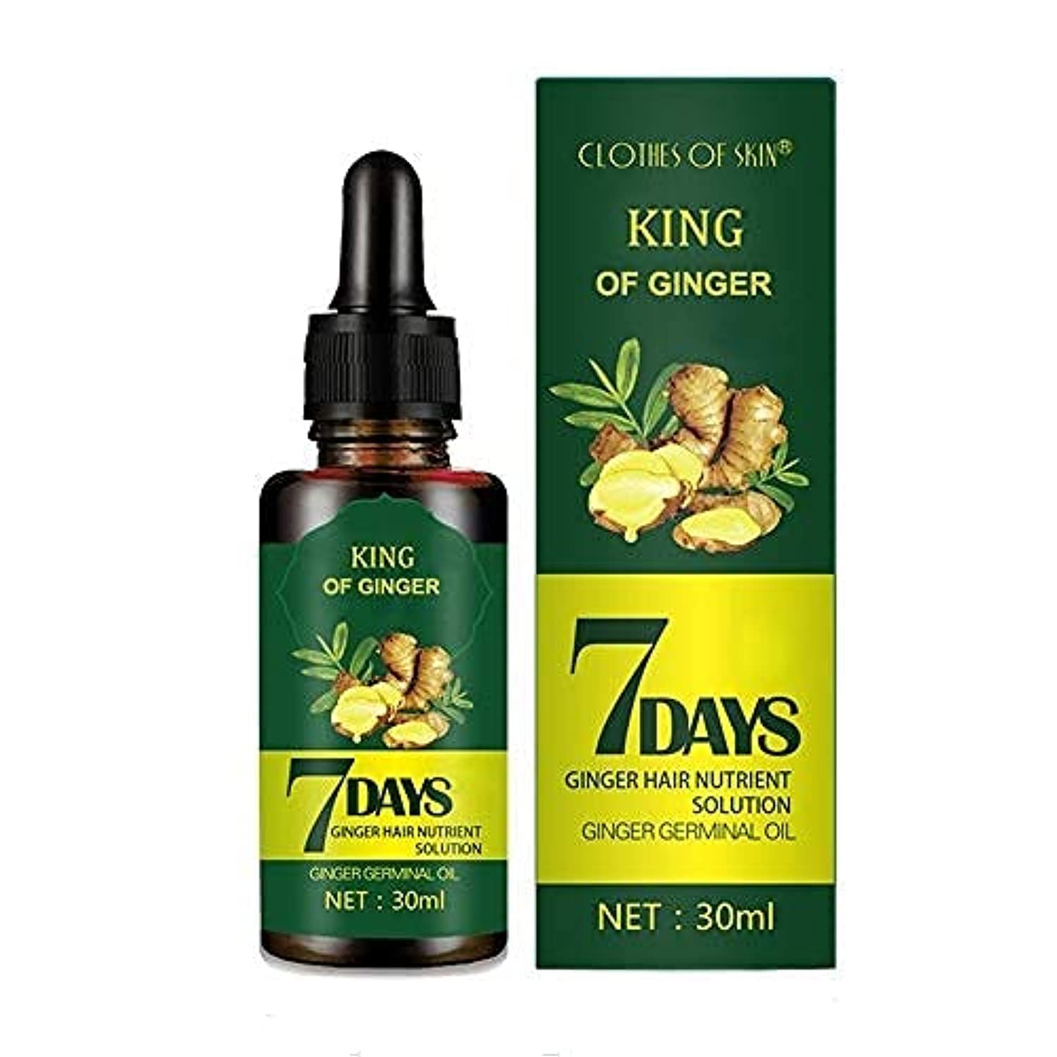 Hair Regrow 7 Day, Ginger Germinal Essential Oil Hair Growth Hair Loss Treatment Hair Care Hair Growth Serum for Men & Women, 30ML