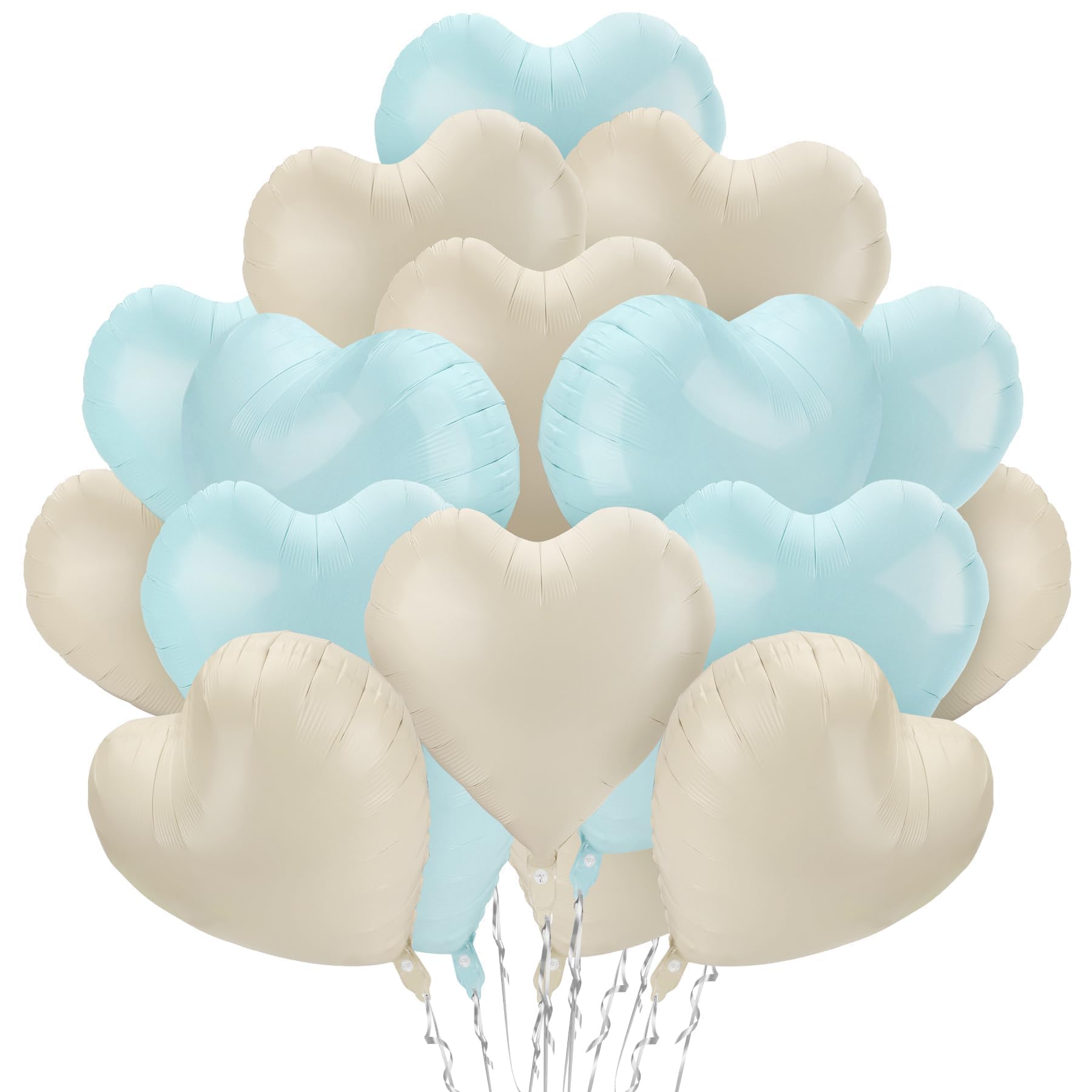 24 Stück Herz Folienballon, 18 Zoll Cremeweiß Hellblau Herzförmige Luftballons, Beige Helium Herzballons Dekorationsset für Valentinstag Hochzeit Verlobung Jahrestag Party Babygeburtstag Brautparty