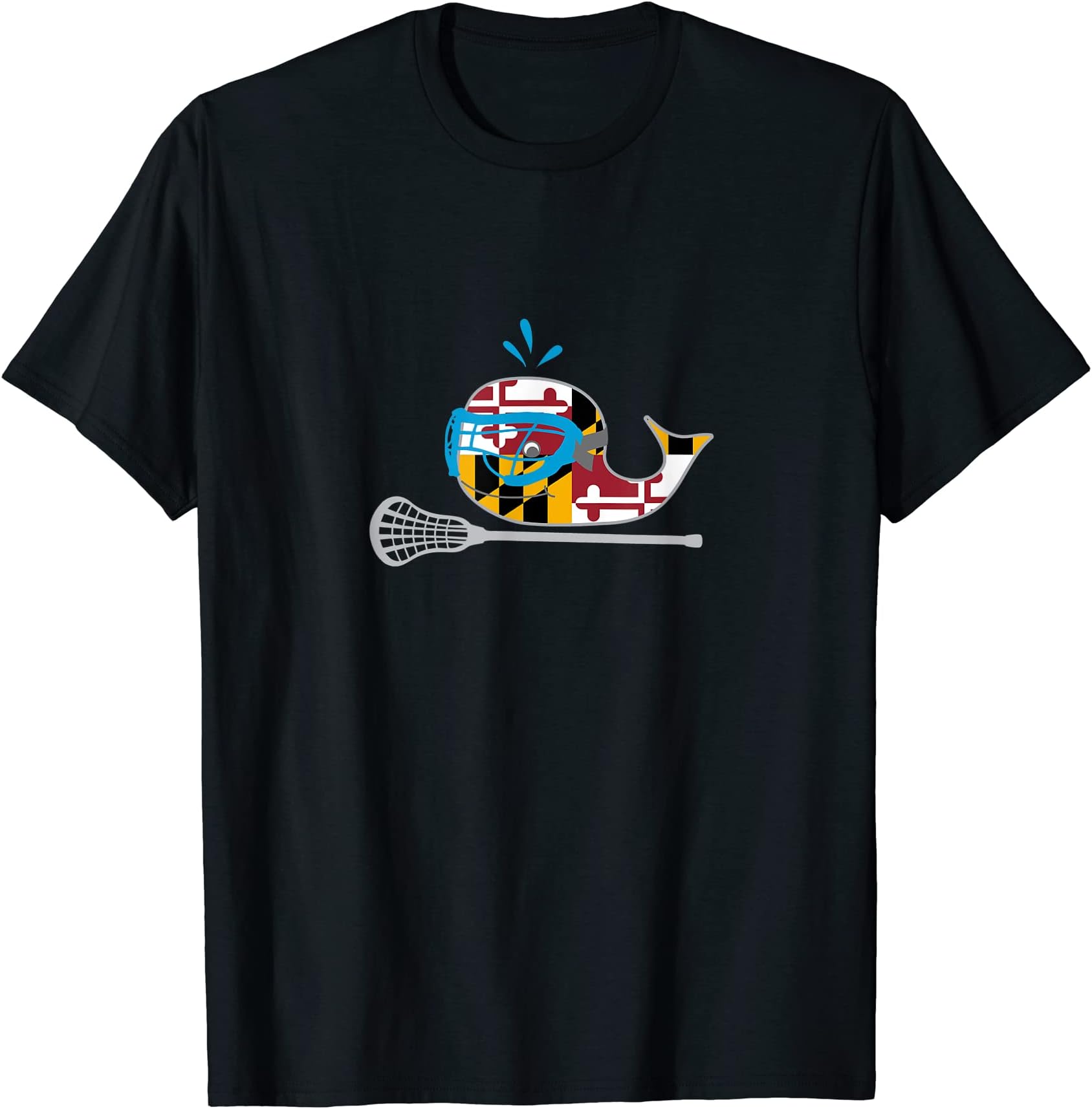 Lacrosse Shirt girls Maryland Flag Whale Mask Stick LAX T-Shirt