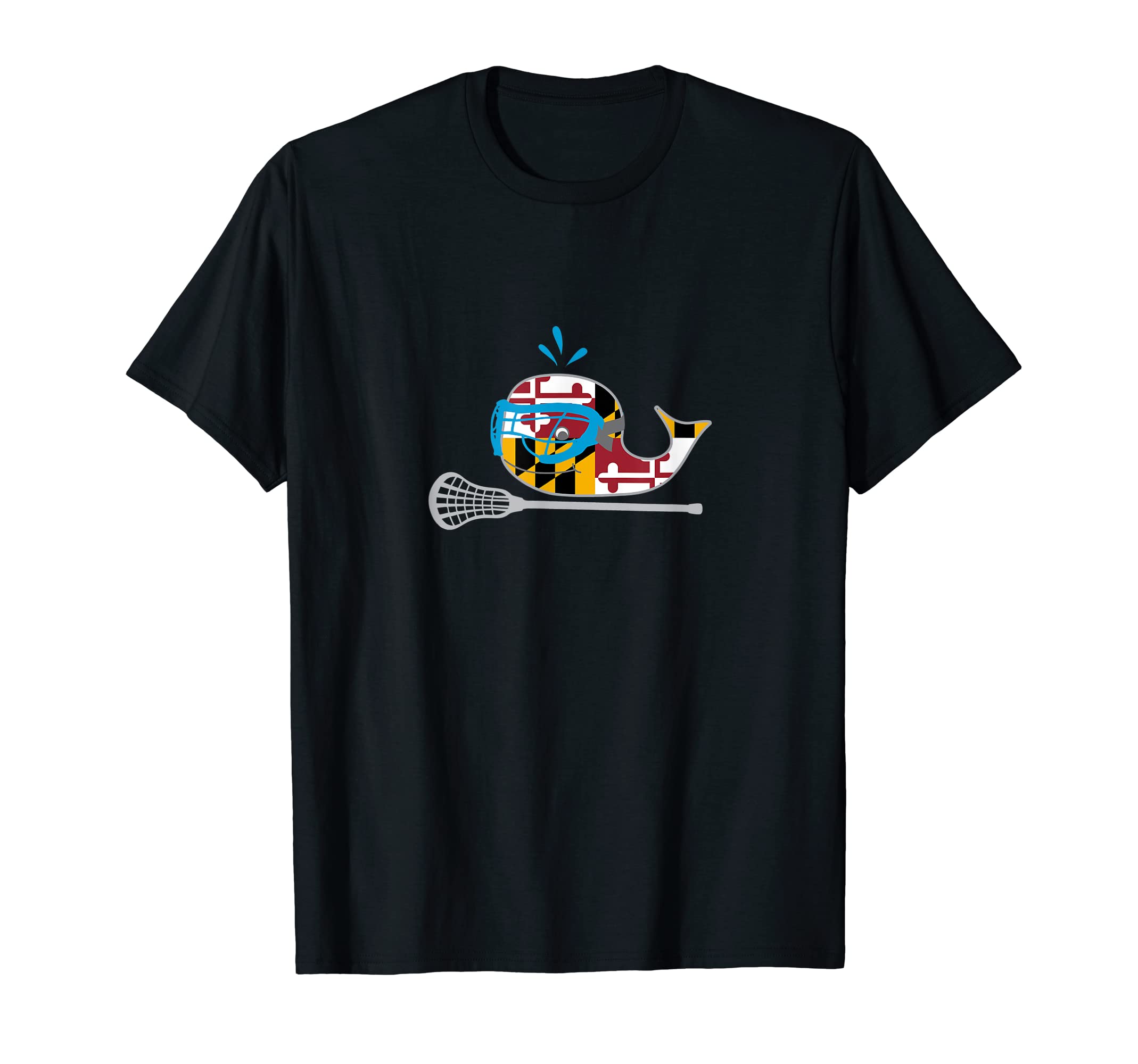 Lacrosse Shirt girls Maryland Flag Whale Mask Stick LAX T-Shirt