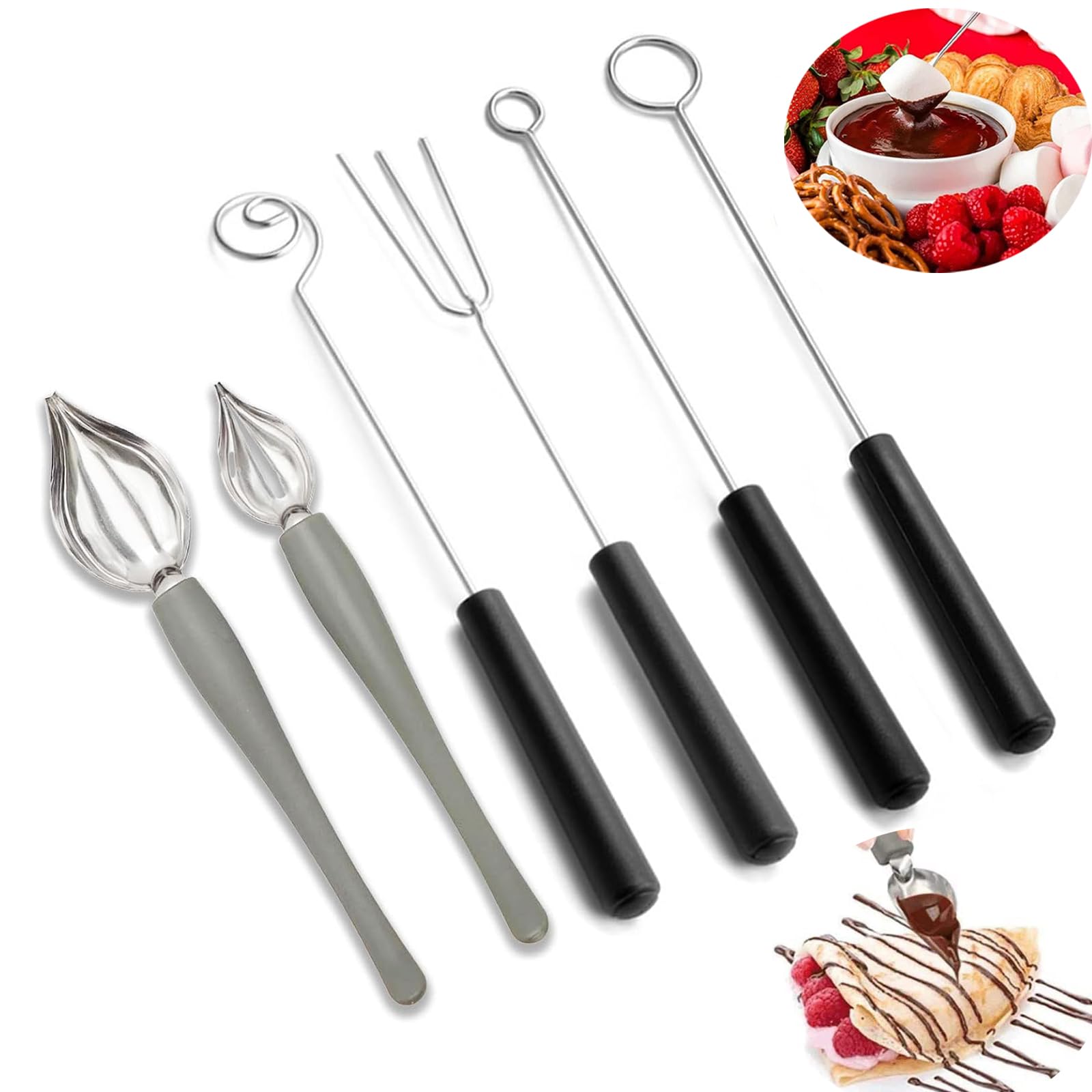 Wexpw, set di 4 cucchiai da cucina professionali, in acciaio inox, multiuso, per decorare piatti decorativi, torte, dessert