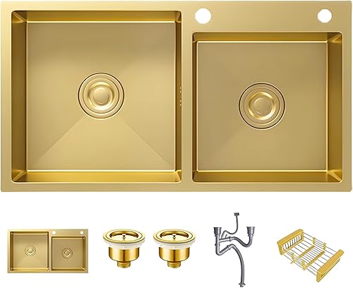 Miniatura 22 de Fregadero de cocina de bar de 21.6 x 15.7 pulgadas, acero inoxidable con grifo, fregadero de caravana, lavabo con tapón de colador de drenaje