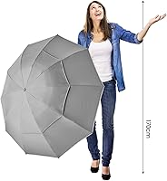 Vista 18 de G4Free Paraguas invertido resistente al viento de 54/62 pulgadas con rayas reflectantes, paraguas de golf grande y compacto para lluvia, 10