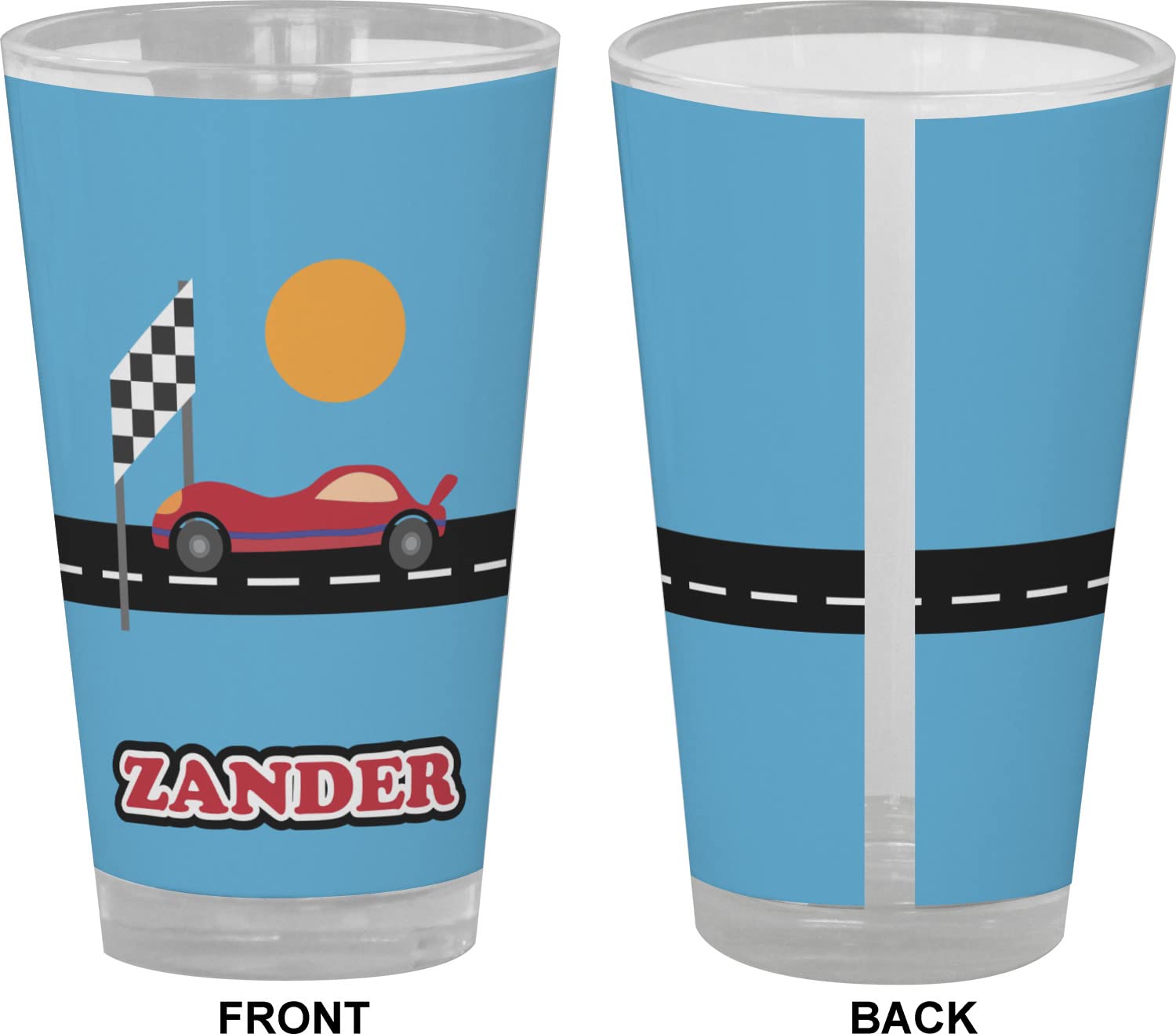 Personalized Race Car Pint Glass - Full Color