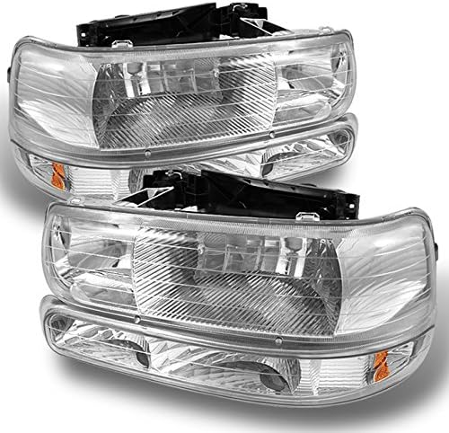 AKKON - 4 Pieces Combo For 1999-2002 Sivlerado 00-06 Suburban Tahoe Headlights Front Lamps + Bumper Signal Lights LH+RH Pair