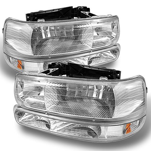 AKKON - 4 Pieces Combo For 1999-2002 Sivlerado 00-06 Suburban Tahoe Headlights Front Lamps + Bumper Signal Lights LH+RH Pair
