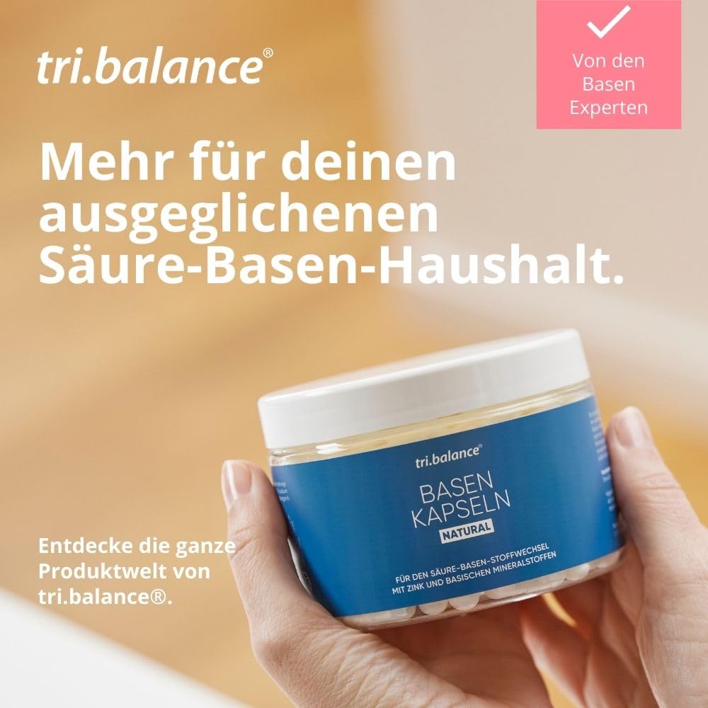 tri.balance Basenkapseln NATURAL 4er-Pack 640 Kapseln – mit Zink | 640 Kapseln mit basischen Mineralstoffen und veganer Kapselhülle; Zink trägt zu einem normalen Säure-Basen-Stoffwechsel bei