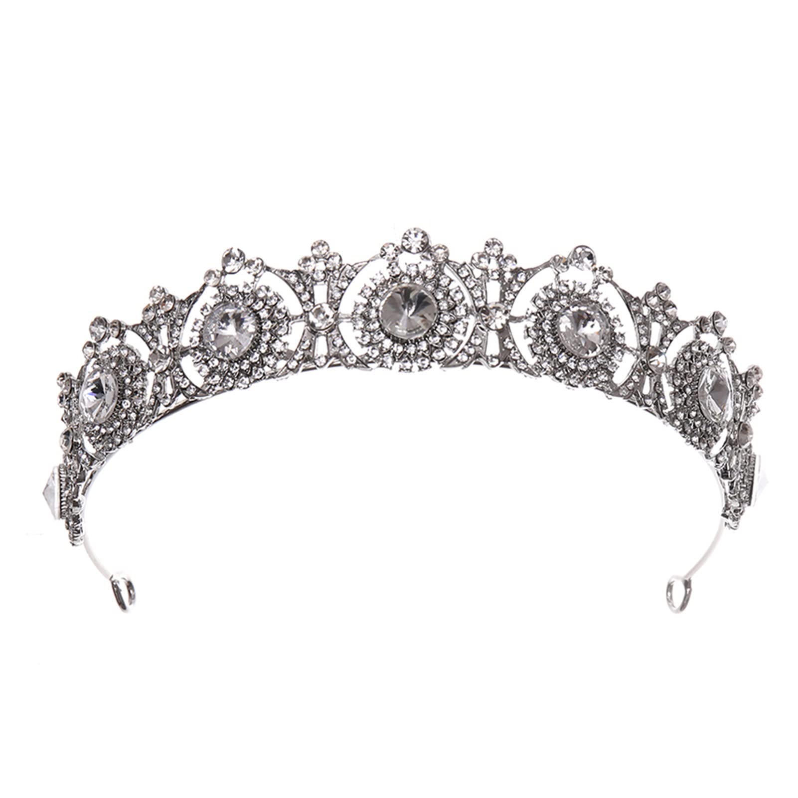 Kryształ w kolorze srebrnym Rhinestone Princess Prom Korony i tiary Diadem Pałąk dla kobiet Akcesoria do włosów dla panny młodej Biżuteria Tiara (kolor metalu: srebrny)