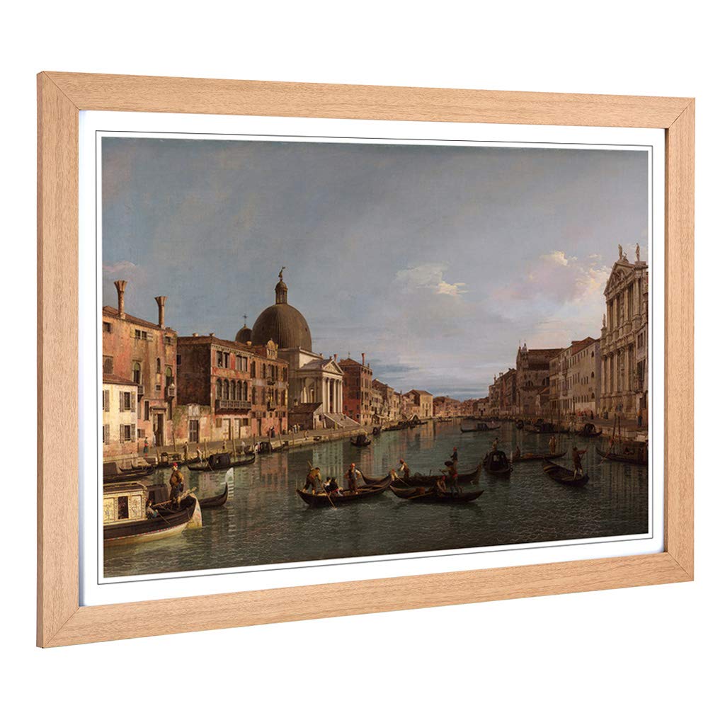 Big Box Art Framed Print of Giovanni Canaletto Grand Canal, Venice Design | Wall Art Picture | Home Decor for Kitchen, Living Room, Bedroom, Hallway, Oak, A2 / 24.5x18 Inch / 62x45cm