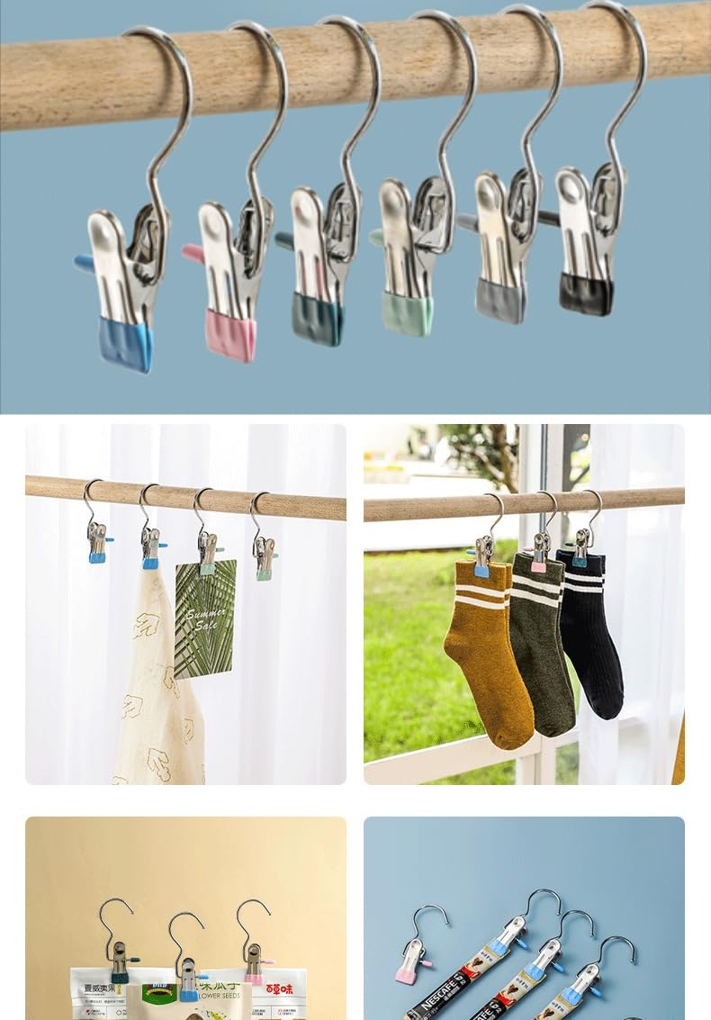24 Pinces à Linge Métalliques YSTrillion - Pivotantes 360° - Anti-dérapantes - Multi-usages