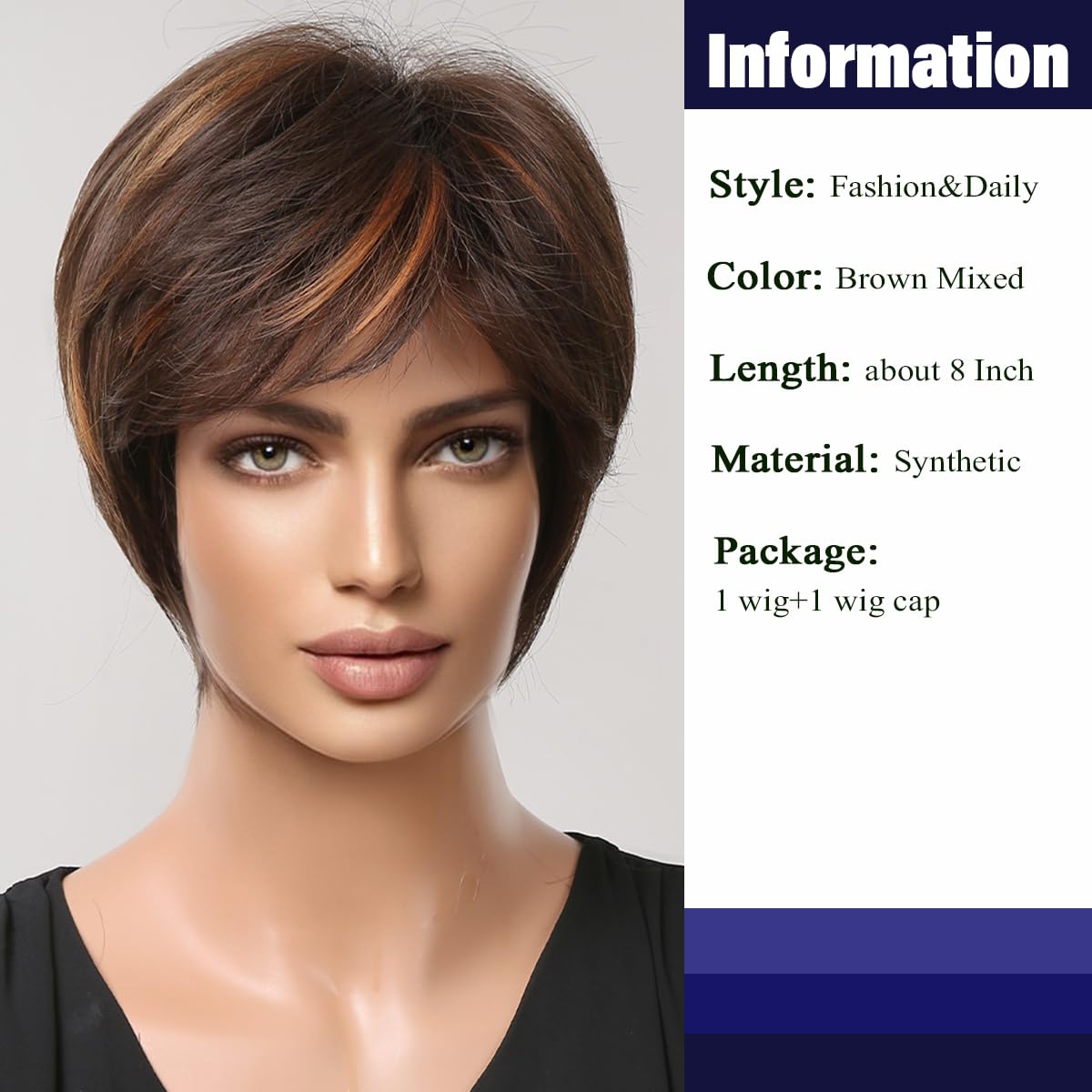 Layered Pixie Wig, Average Size, Heat-Stylable Polyester, Comfort Fit Cap Amazon.com : Pixie Cut Wigs With Bangs Layered Heat  main image 3