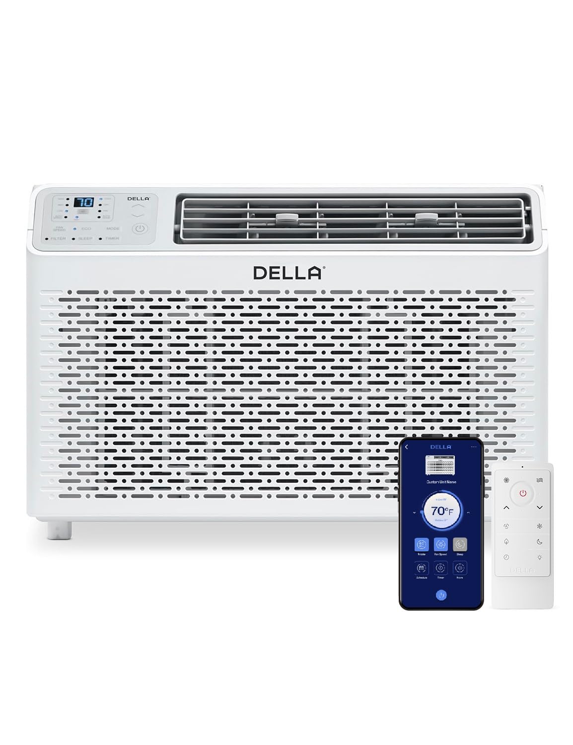 DELLA 10000 BTU Energy Saving Window Air Conditioner, Work with Alexa, Cools Up to 450 Sq. Ft, GEO Location, AC Unit with WIFI Smart Controls, Remote, Dehumidifier, Fan, Reusable Filter, Easy Install