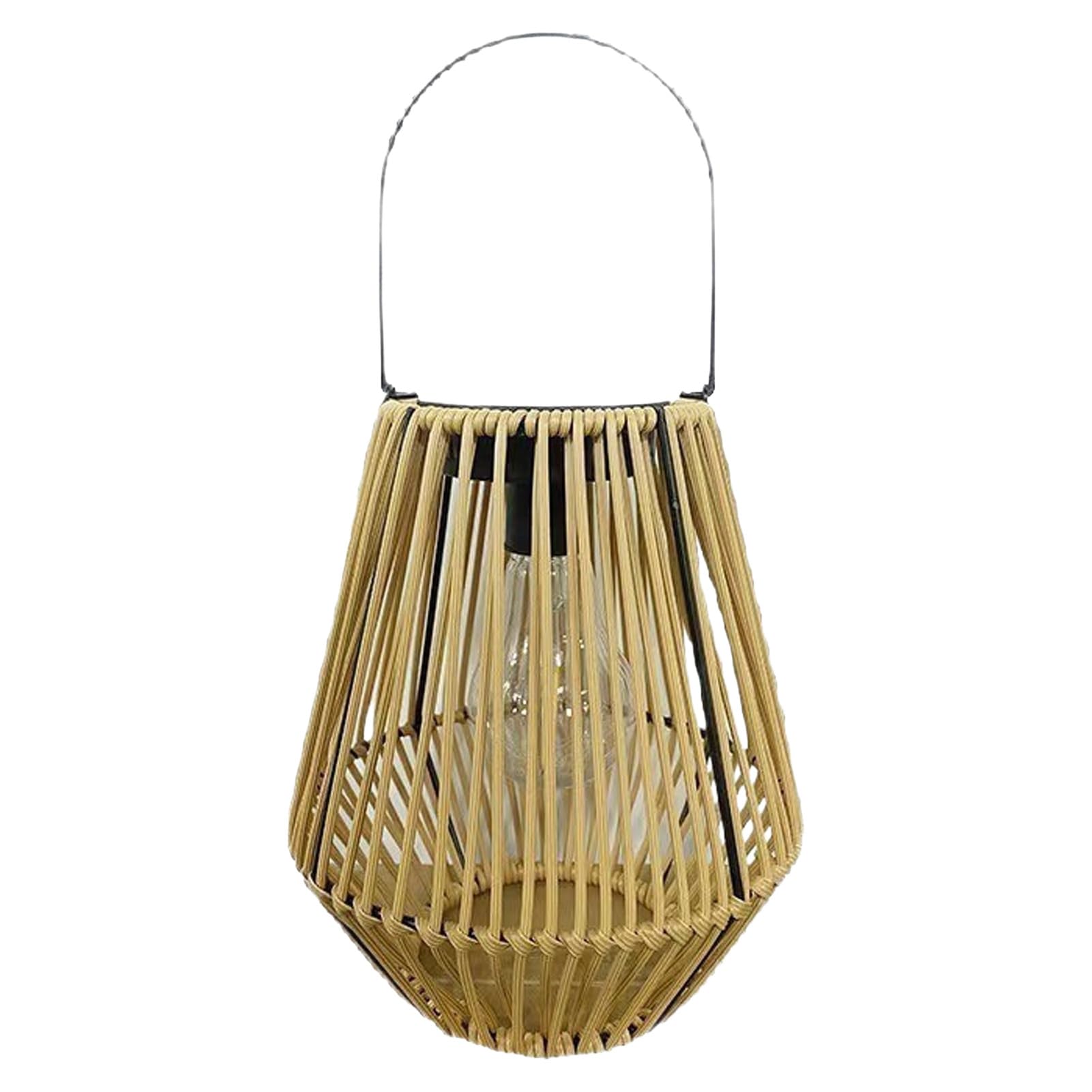 Solar Lights Outdoor Garden.Yard Lanterns. Garden Ornaments Outdoor Faux Rattan Woven Solar Powered Hanging Lamp, Rustic Waterproof Decor for Yard Balcony Patio Porch A