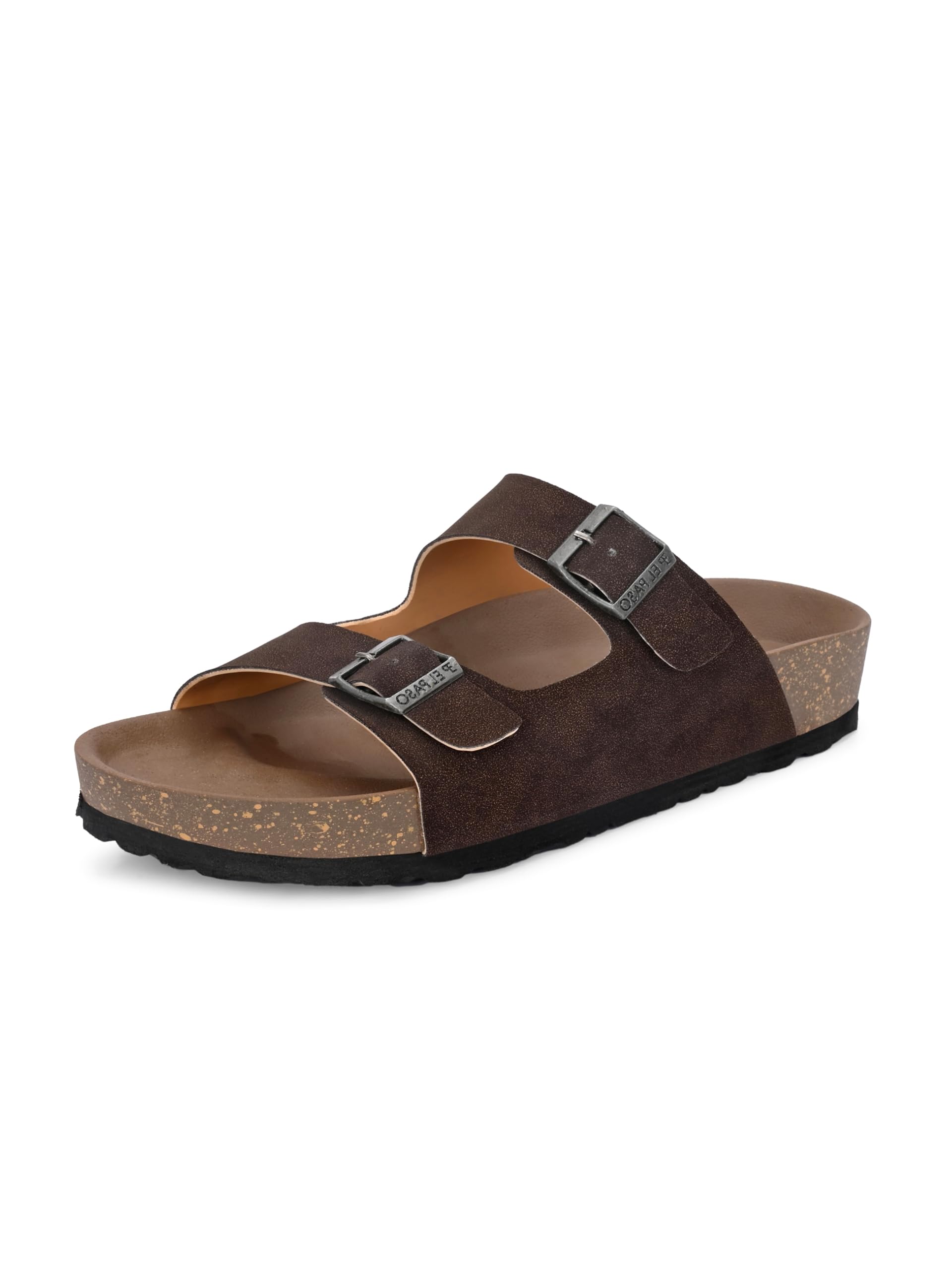 EL PASOMen's Leather Cushioned Cork Sole Sandal Slippers (Size 6 to 12)