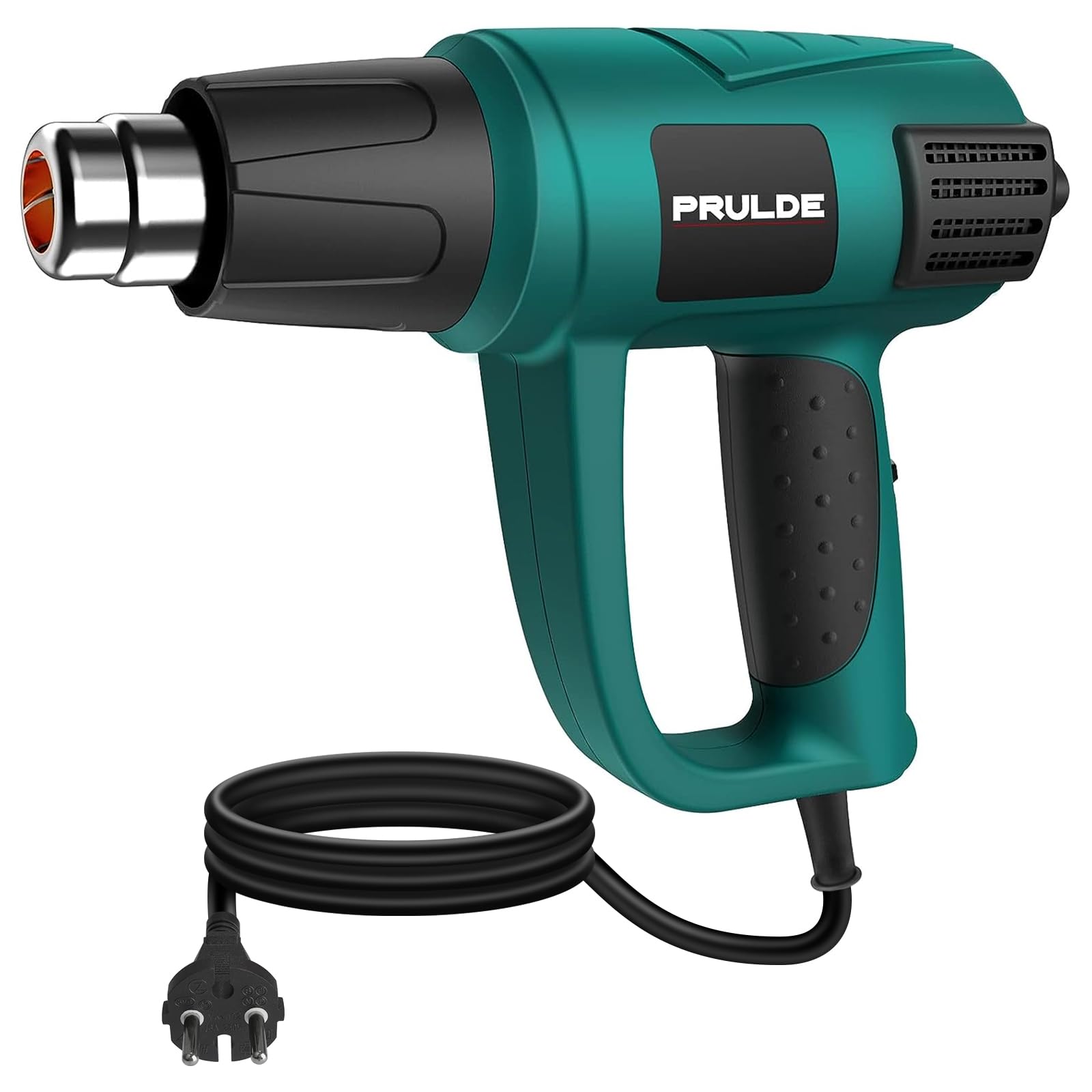 PRULDE Pistola Termica Elettrica, 2000W Pistola ad Aria Calda con Display Digitale LCD, Controllo Temperatura Variabile (50℃- 650℃) con 4 ugelli per rimozione vernice, saldatura e restringimento
