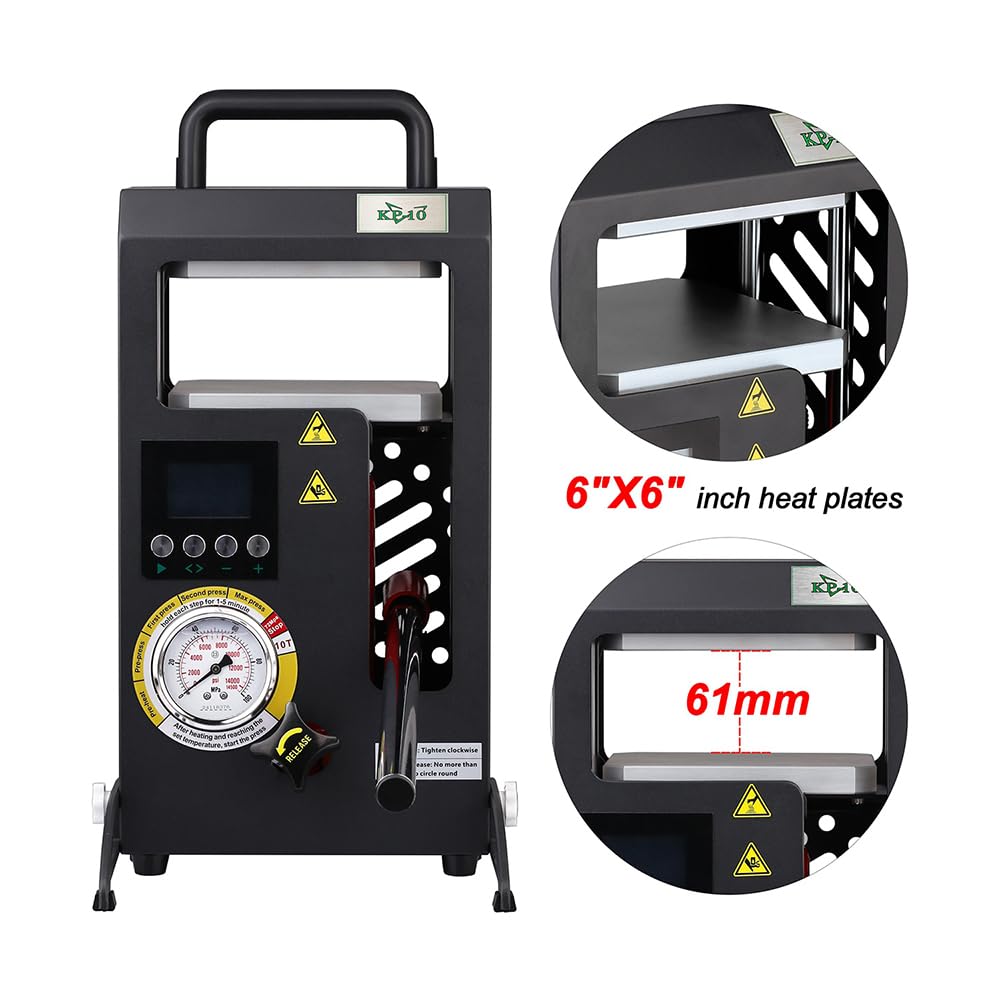 NArra 10 Tonnen Manuelle hydraulische Wärmepresse mit 3,5 x 3,1 Zoll Doppelheizplatten, präziser digitaler Temperaturregelung (LCD), geeignet für tragbare manuelle Wärmepressen zu Hause