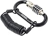 Bosvision Motorcycle Helmet Lock, 4-Digit Combination Carabiner/karabiner with T-Bar and 5' (150cm) Coiled Security Steel Cable...