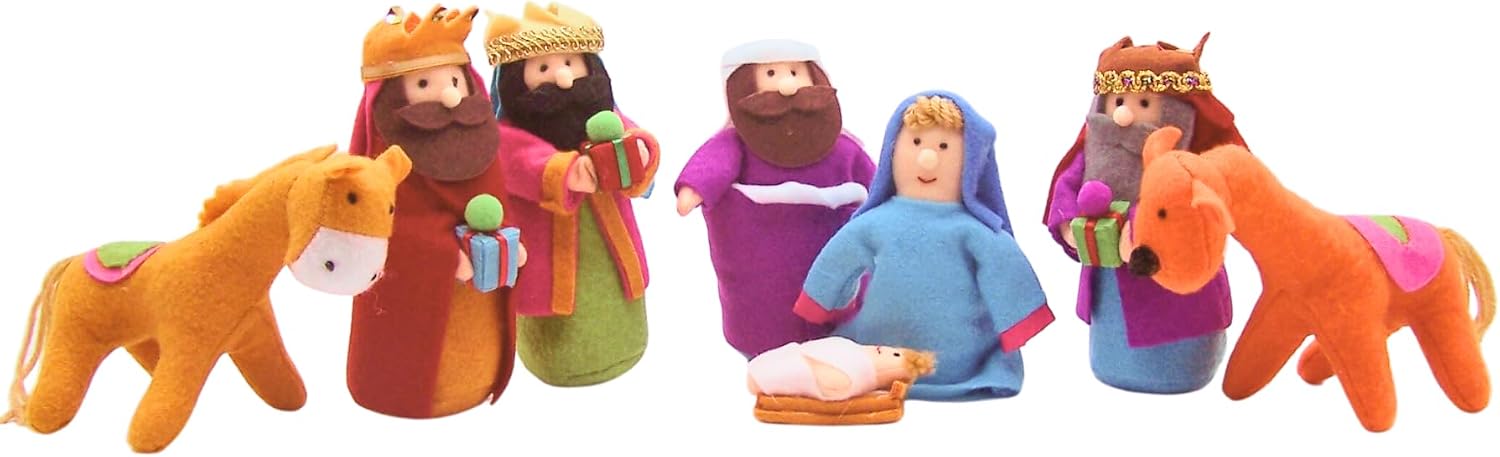 Wowser Religious Christmas Decoration- Charming Nativity Scene with Playful Figurines, Freestanding Seasonal Decor, 6 Inches