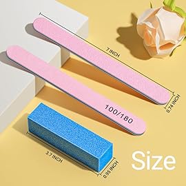 TsMADDTs Nail Buffers and Files, 6PCS Buffer Blocks, 6PCS 100 180 Grit Files, Professional Manicure Tools Kit, Nail Care Tools Kit for Women