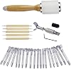 BANYOUR 20 PCS Leather Stamping Tool Leather Carving Working Saddle Making Tools DIY Leather Craft Stamps Set DIY Hammer Swivel Knife