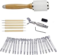 Vista 1 de DUJISO Herramienta de estampado de cuero, 20 piezas, herramientas de fabricación de sillín de trabajo, herramientas de fabricación de sillín