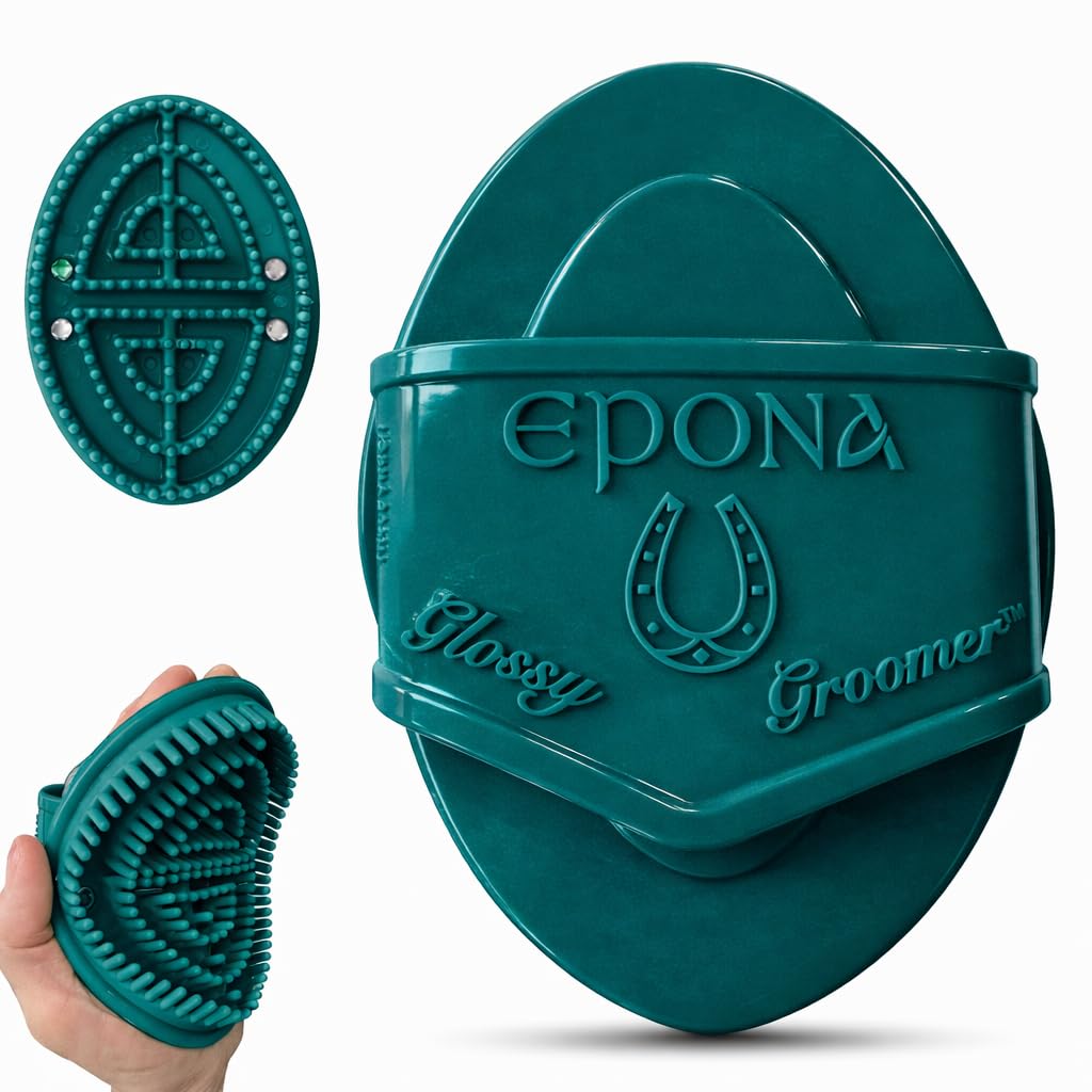 Epona Noble Blue Flexible Glossy Curry Comb for Horses – Soft, Ergonomic Grooming Brush with Flexible Tines for Deep Cleaning, Massage & Shedding Care (Noble Blue)