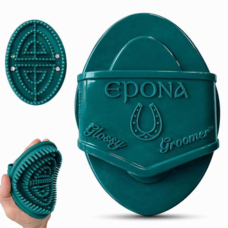 Rasqueadeira Flexível de Borracha para Cavalos Epona Deep Teal – Oval e Ergonômica