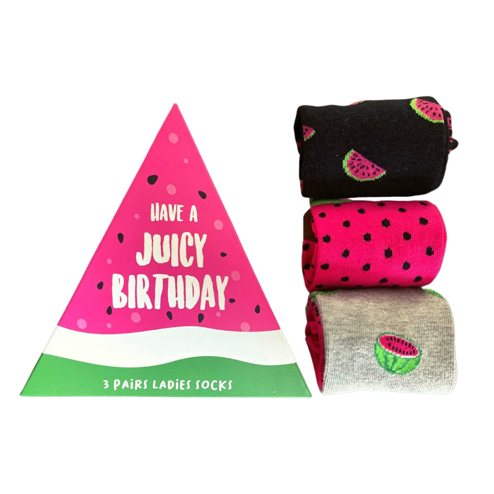 BOXT SOCKS Have a juicy Birthday Melon Socks in a Gift Box 3 Pair Pack