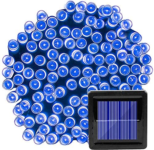 Outdoor Solar String Lights, Waterproof 20/100/200 LED Fairy Lights String for Christmas Home Garden Yard Porch Tree Party Holiday Decoration (100LED,Blue)