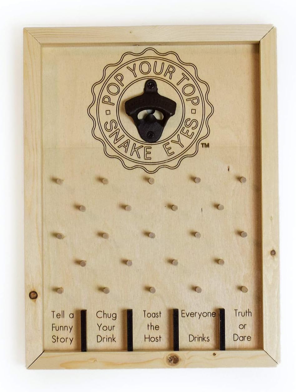 Snake Eyes Pop Your Top - 16x12 inches - Bottle Opener and Bottle Cap Game